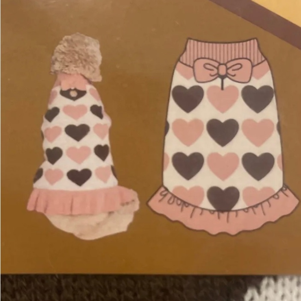 Vibrant Life Warm Dog Sweater DUSTY Pink HEARTS Pattern SIZE Med 20-50lbs NEW!